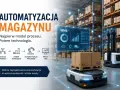 Nowoczesny magazyn z autonomicznym robotem transportującym paczki. Automatyzacja magazynu to klucz do efektywności.