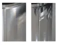 Dwa detale aluminiowe: jeden z widocznymi śladami po polerowaniu, drugi idealnie wypolerowany, lśniący.