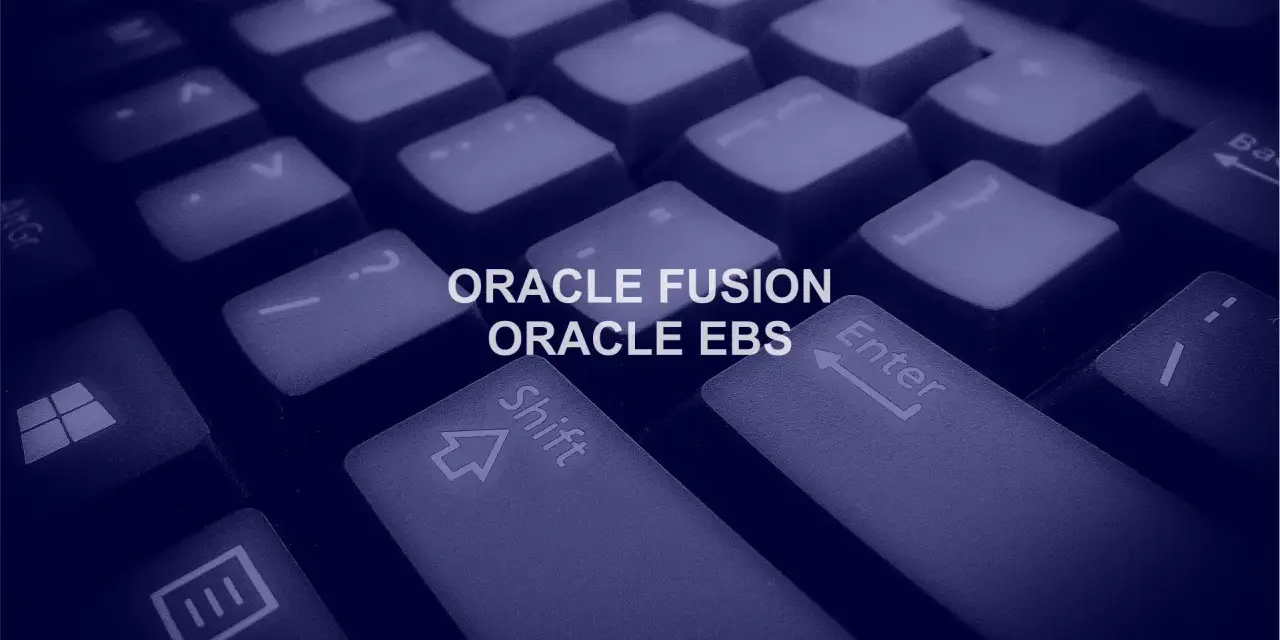Klawiatura z napisem ORACLE FUSION ORACLE EBS.