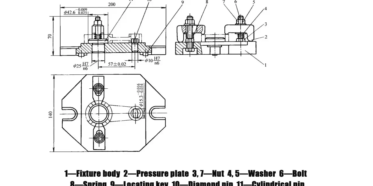 Rysunek techniczny przedstawia mechanizm z elementami takimi jak śruby, nakrętki i sprężyny. Widoczny jest skok linii śrubowej na jednym z elementów.