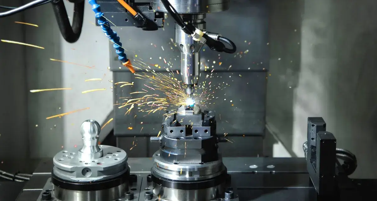 Precyzyjne modelowanie powierzchniowe metalu z iskrzącą maszyną CNC.
