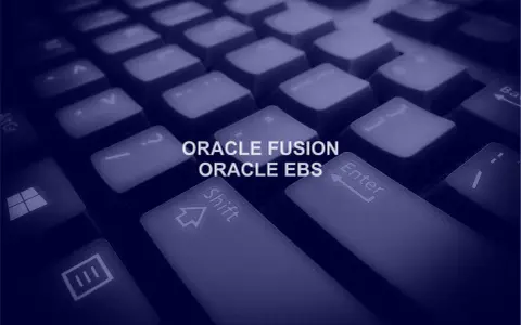 Klawiatura z napisem ORACLE FUSION ORACLE EBS.