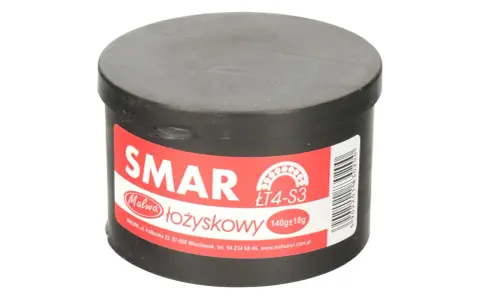 Czarny pojemnik ze smarem łożyskowym Malwa ŁT4-S3, 140g. Niezbędny do konserwacji maszyn.