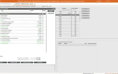 Analiza kosztów w systemie macrologic erp: koszty materiałów i robocizny.