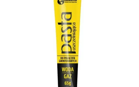 Żółta tubka pasty uszczelniającej Diamond, idealna do połączeń gwintowanych wody i gazu. 65g.