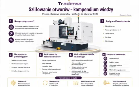 Kompendium wiedzy o szlifowaniu otworów CNC: rodzaje szlifierek, proces, parametry i zastosowania. Precyzja na poziomie mikronów.