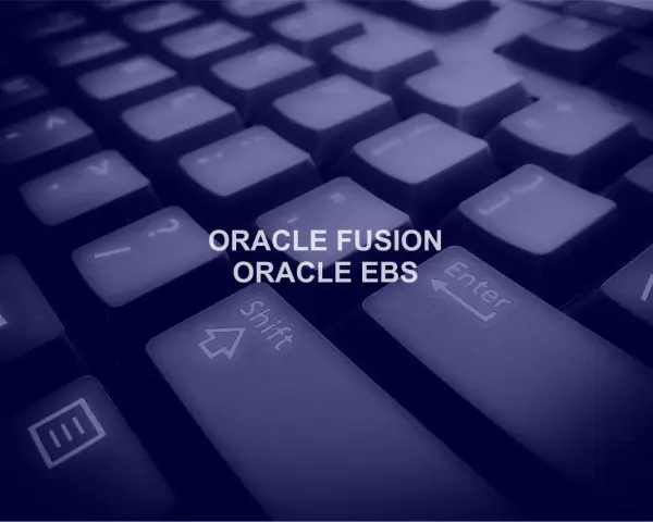 Klawiatura z napisem ORACLE FUSION ORACLE EBS.