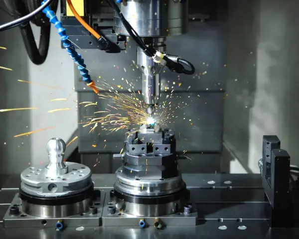 Precyzyjne modelowanie powierzchniowe metalu z iskrzącą maszyną CNC.