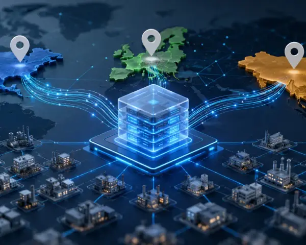 Globalny system ax łączy fabryki na całym świecie z centralnym serwerem.