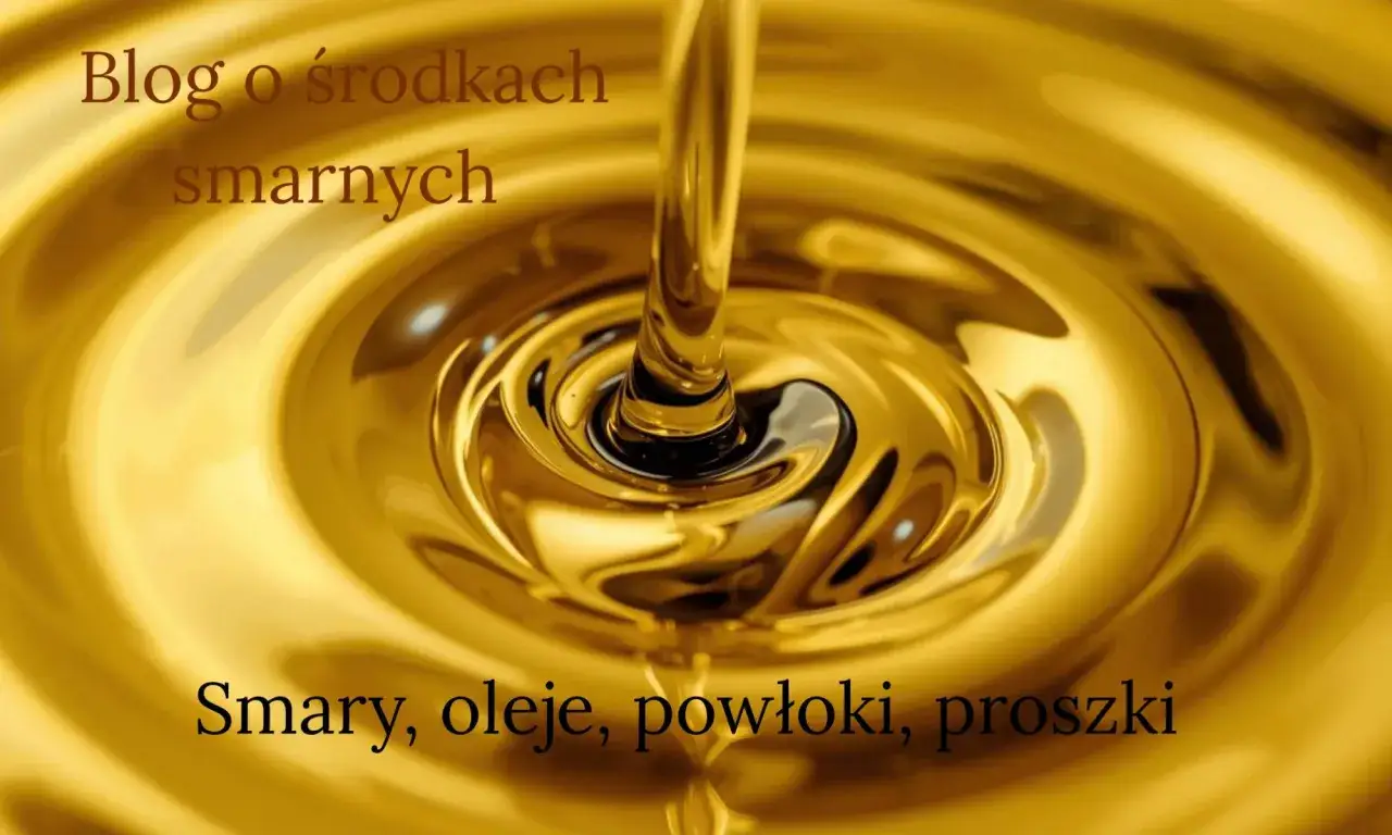 Strumień złotego płynu, przypominający smar stały, tworzy wirujące fale. Tekst: 